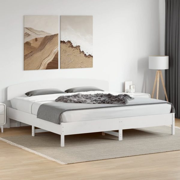 Giroletto Senza Materasso Bianco 200x200 Cm Legno Massello Pino