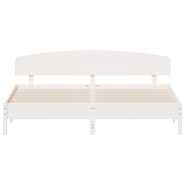 Giroletto Senza Materasso Bianco 200x200 Cm Legno Massello Pino - Image 4