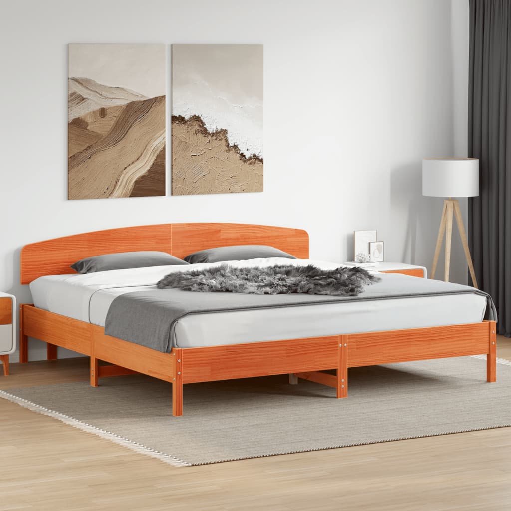 Giroletto Senza Materasso Marrone Cera 180x200 Cm Legno Di Pino