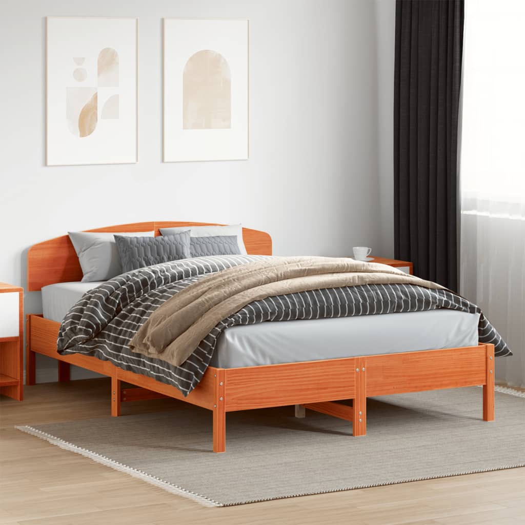 Giroletto Senza Materasso Marrone Cera 150x200 Cm Legno Di Pino