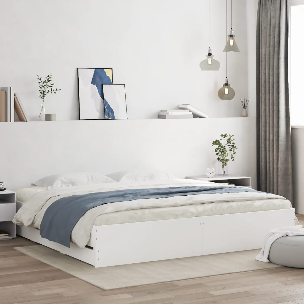 Giroletto Con Cassetti Bianco 180x200 Cm In Legno Multistrato
