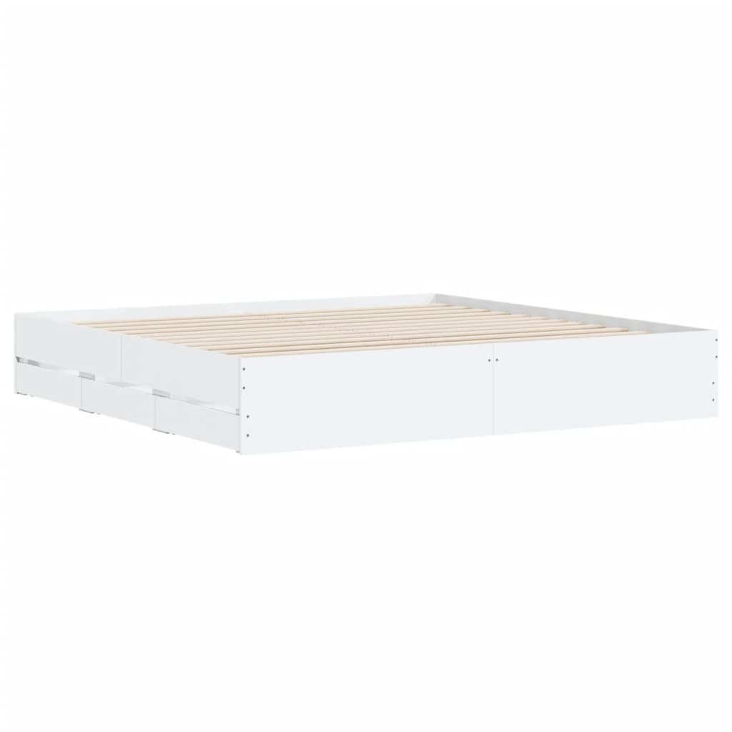 Giroletto Con Cassetti Bianco 180x200 Cm In Legno Multistrato - Image 4