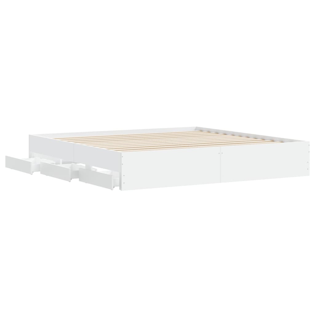 Giroletto Con Cassetti Bianco 180x200 Cm In Legno Multistrato - Image 5