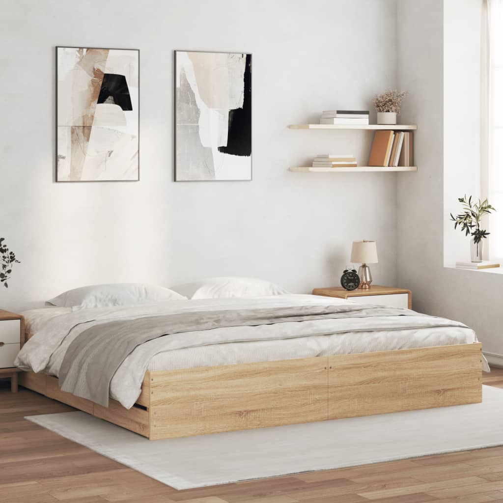 Giroletto Cassetti Rovere Sonoma 180x200 Cm Legno Multistrato
