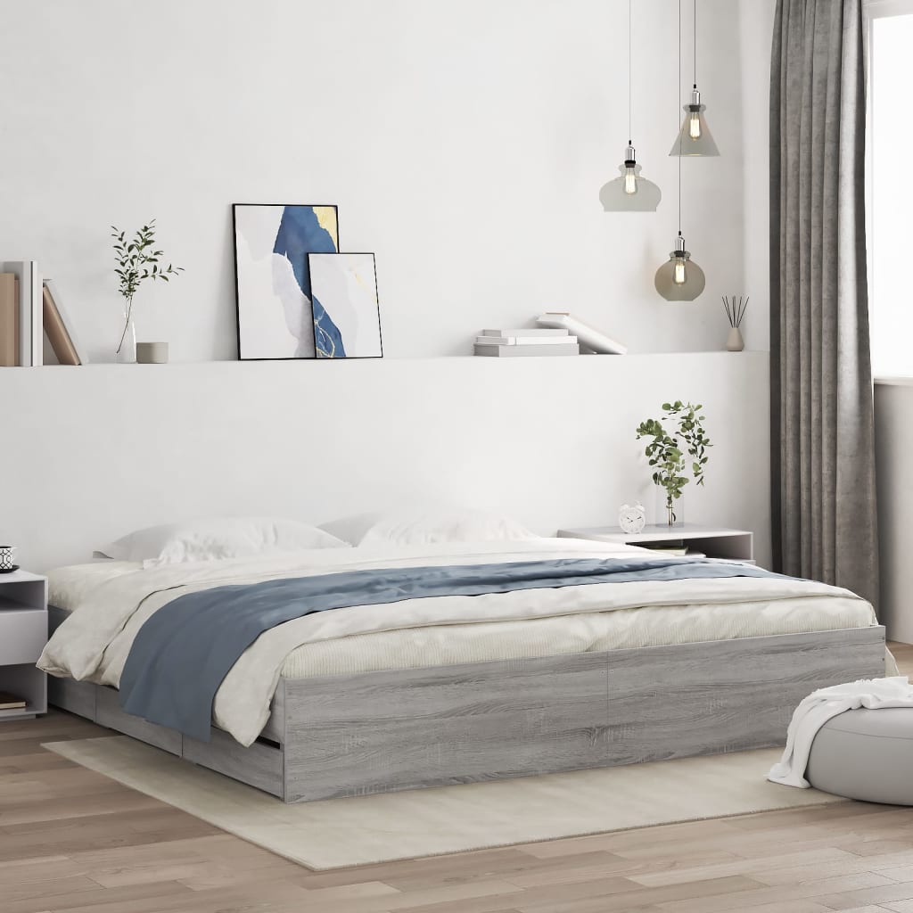 Giroletto Cassetti Grigio Sonoma 180x200 Cm Legno Multistrato