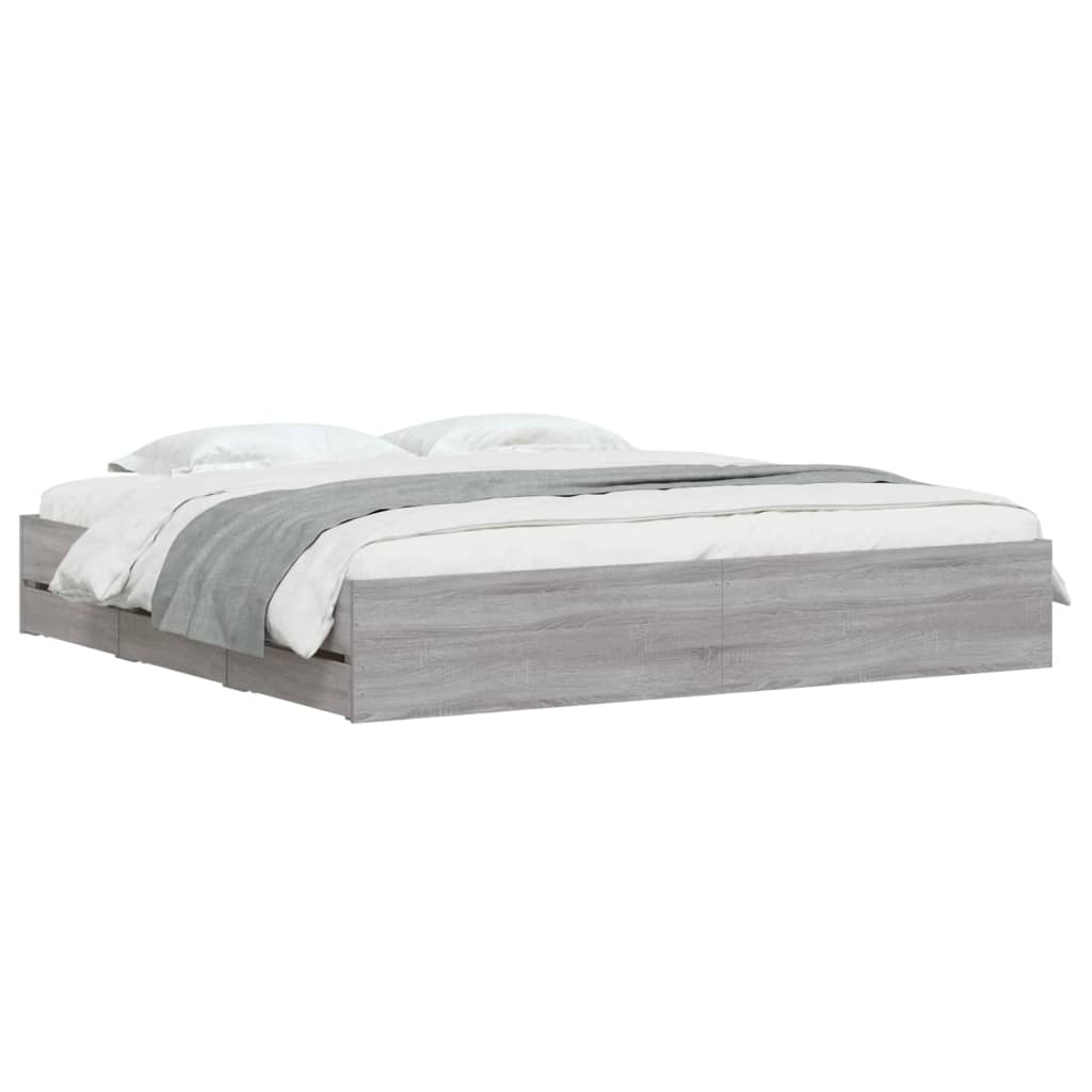 Giroletto Cassetti Grigio Sonoma 180x200 Cm Legno Multistrato - Image 3