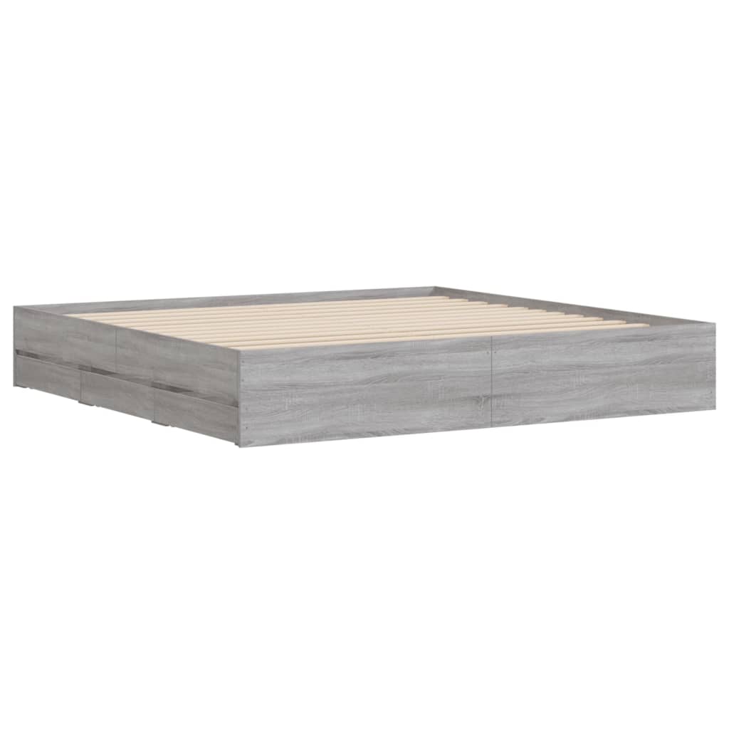 Giroletto Cassetti Grigio Sonoma 180x200 Cm Legno Multistrato - Image 4