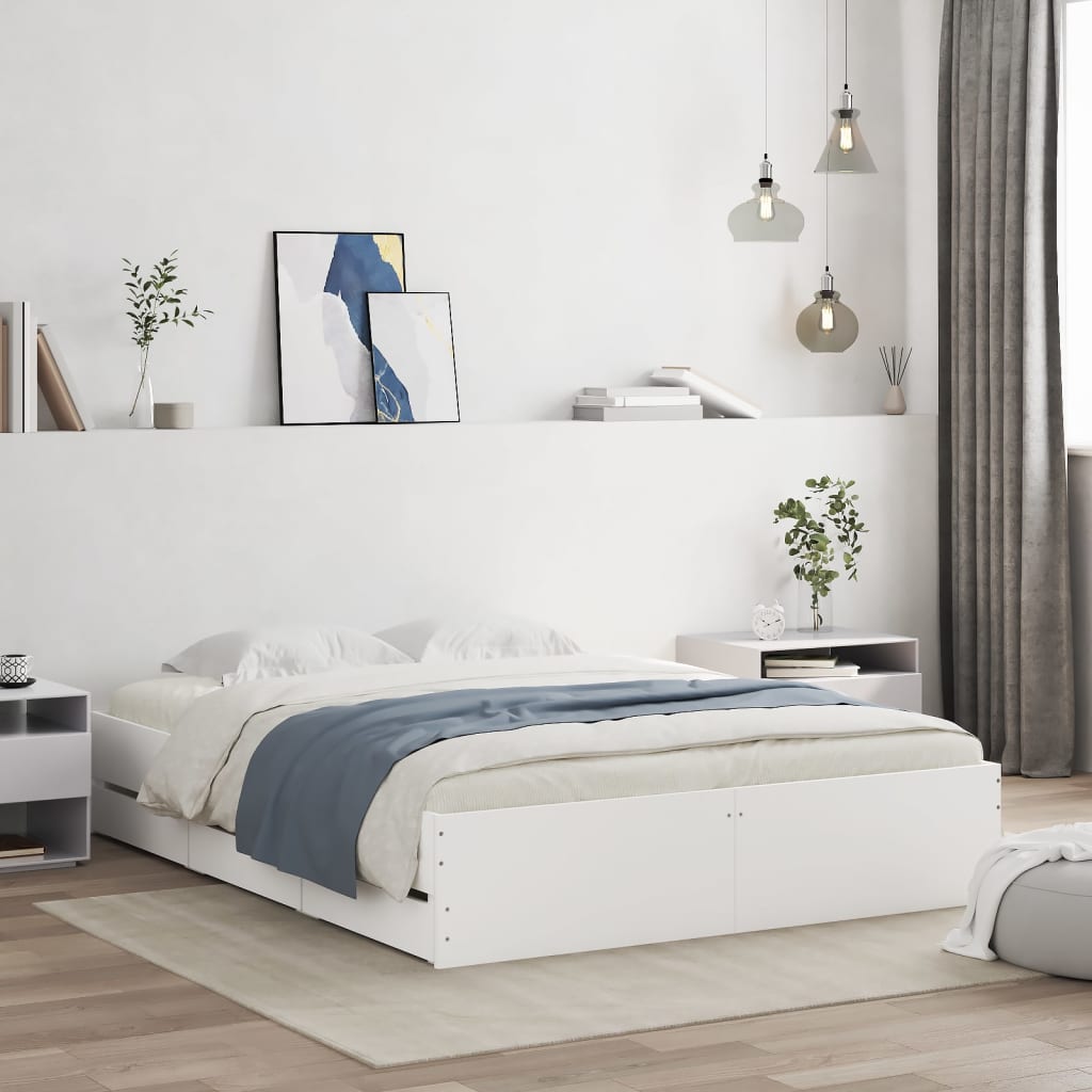 Giroletto Con Cassetti Bianco 150x200 Cm In Legno Multistrato
