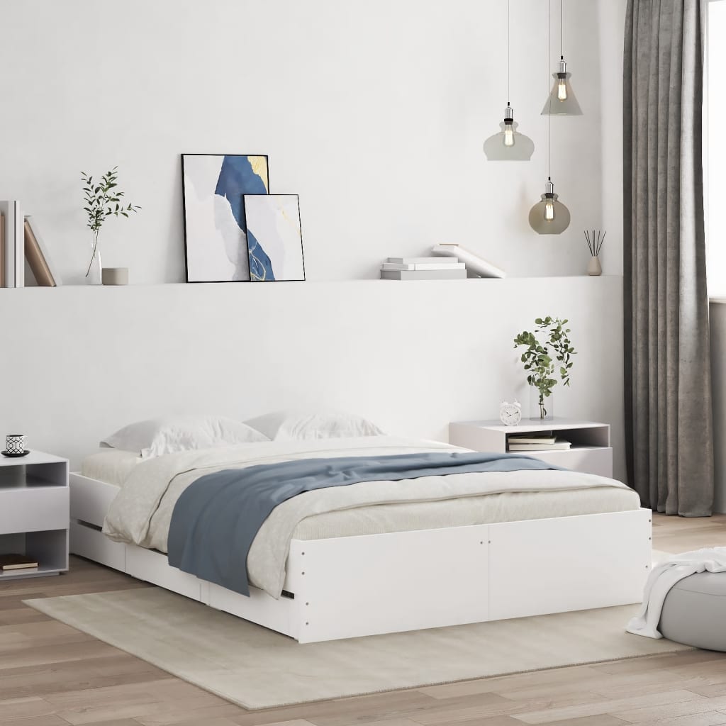Giroletto Con Cassetti Bianco 120x200 Cm In Legno Multistrato