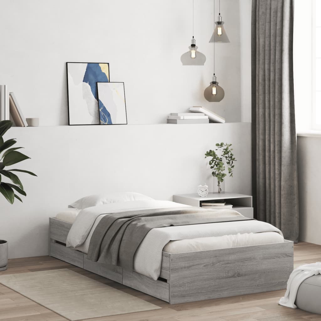 Giroletto Cassetti Grigio Sonoma 90x200 Cm Legno Multistrato