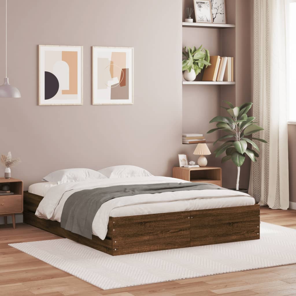 Giroletto Cassetti Rovere Marrone 140x190 Cm Legno Multistrato