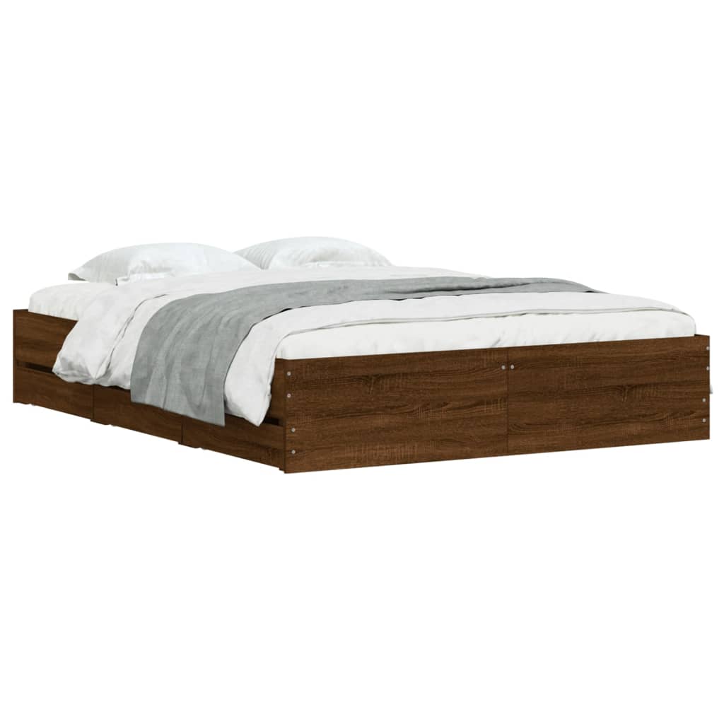 Giroletto Cassetti Rovere Marrone 140x190 Cm Legno Multistrato - Image 3
