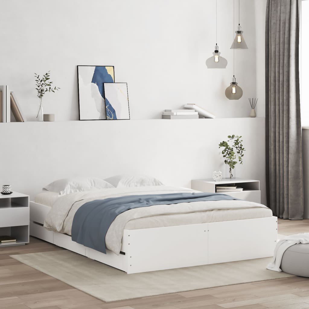 Giroletto Con Cassetti Bianco 120x190 Cm In Legno Multistrato