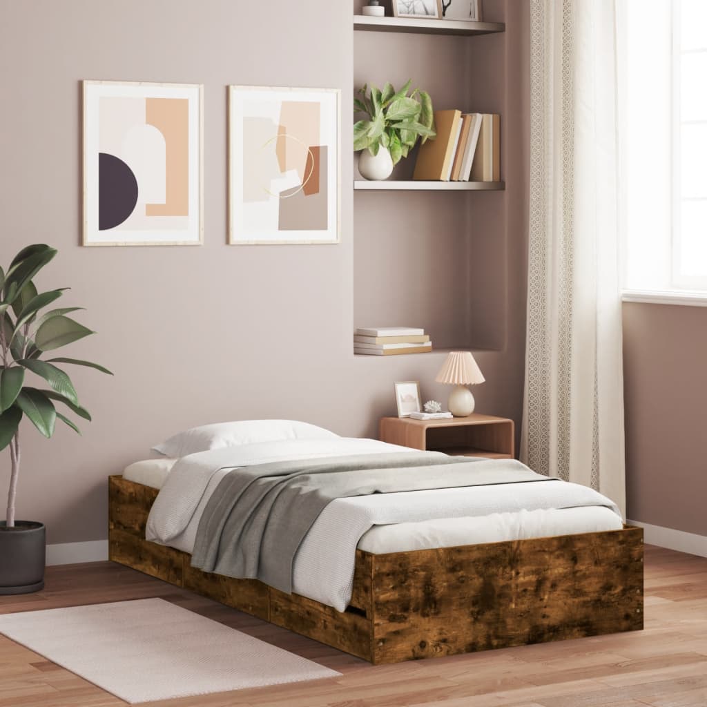 Giroletto Con Cassetti Rovere Fumo 90x190 Cm Legno Multistrato