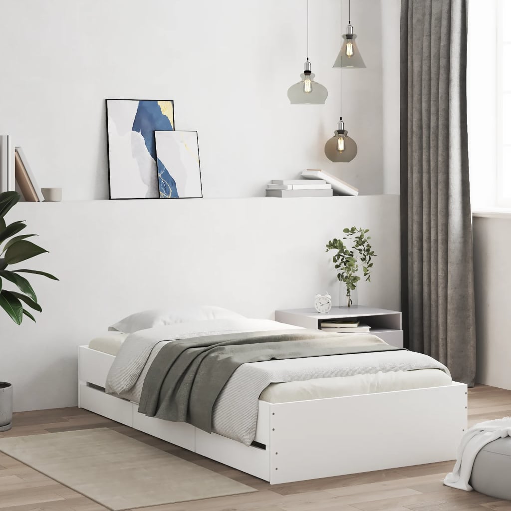 Giroletto Con Cassetti Bianco 75x190 Cm In Legno Multistrato