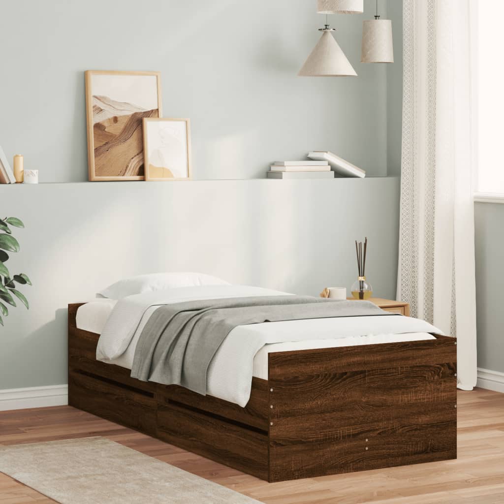 Giroletto Con Cassetti Rovere Marrone 90x190 cm