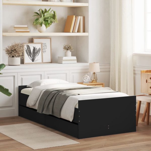Giroletto Con Cassetti Nero 90x200 cm