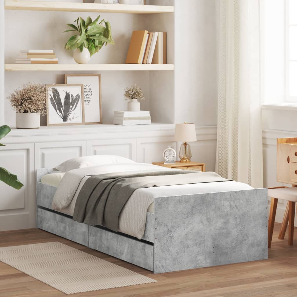 Giroletto Con Cassetti Grigio Cemento 90x190 cm