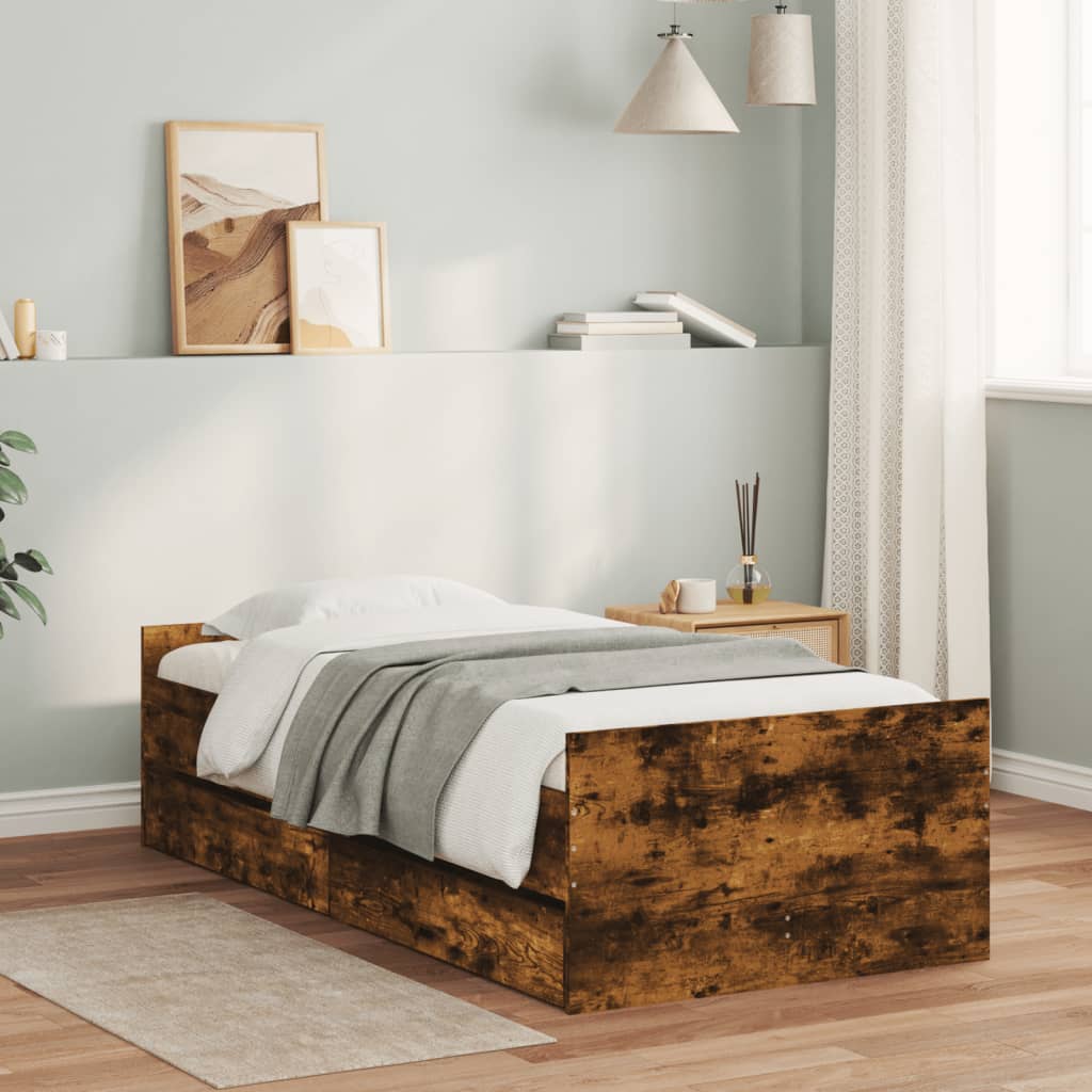 Giroletto Con Cassetti Rovere Fumo 90x190 cm