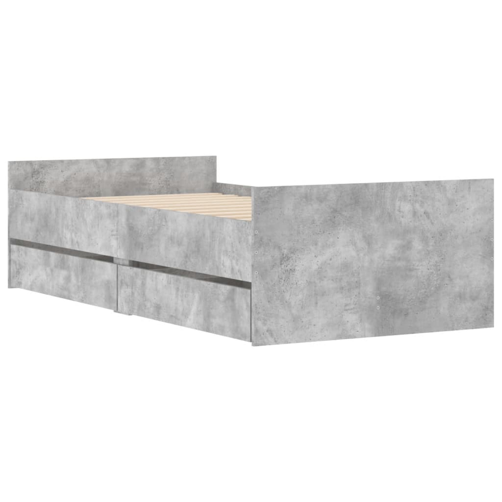 Giroletto Con Cassetti Grigio Cemento 75x190 Cm Small Single - Image 3