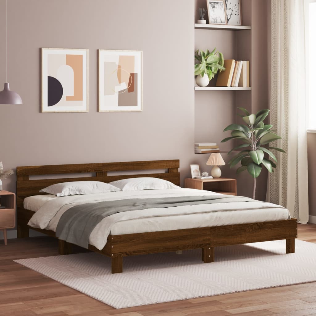 Giroletto Testiera Rovere Marrone 160x200 Cm Legno Multistrato