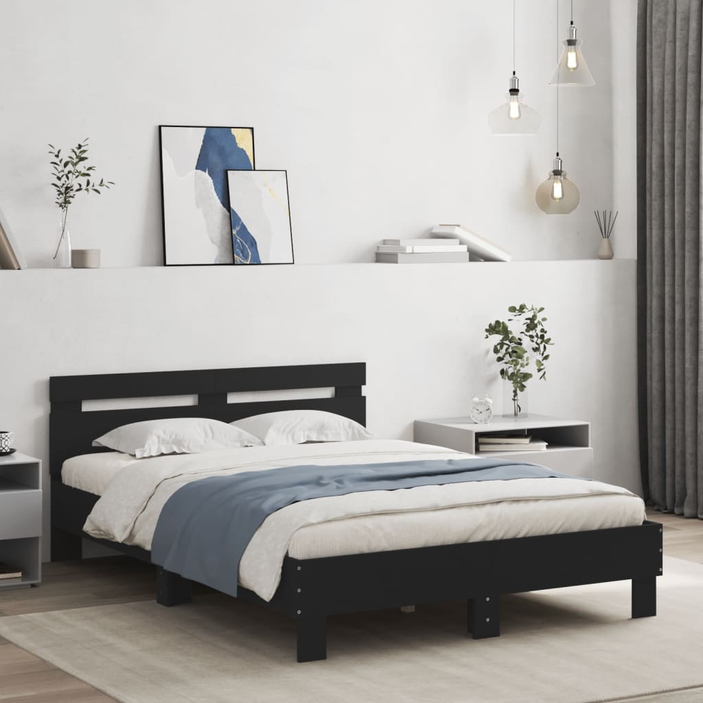 Giroletto Con Testiera Nero 120x200 Cm In Legno Multistrato