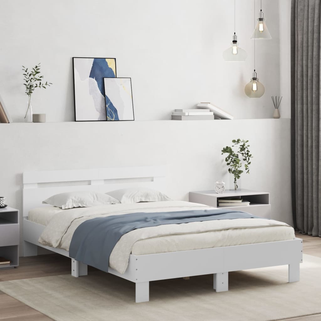 Giroletto Con Testiera Bianco 120x190 Cm In Legno Multistrato