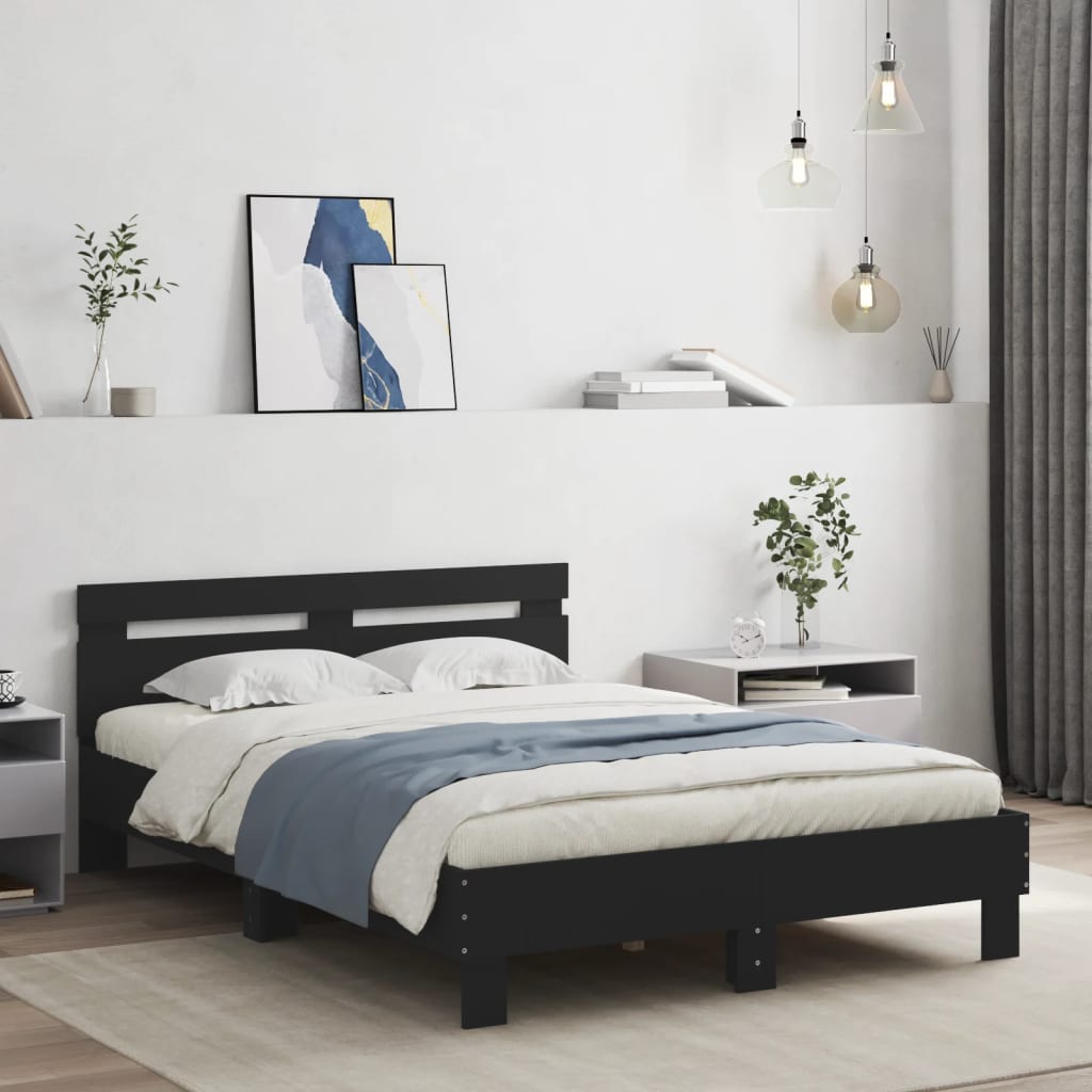 Giroletto Con Testiera Nero 120x190 Cm In Legno Multistrato