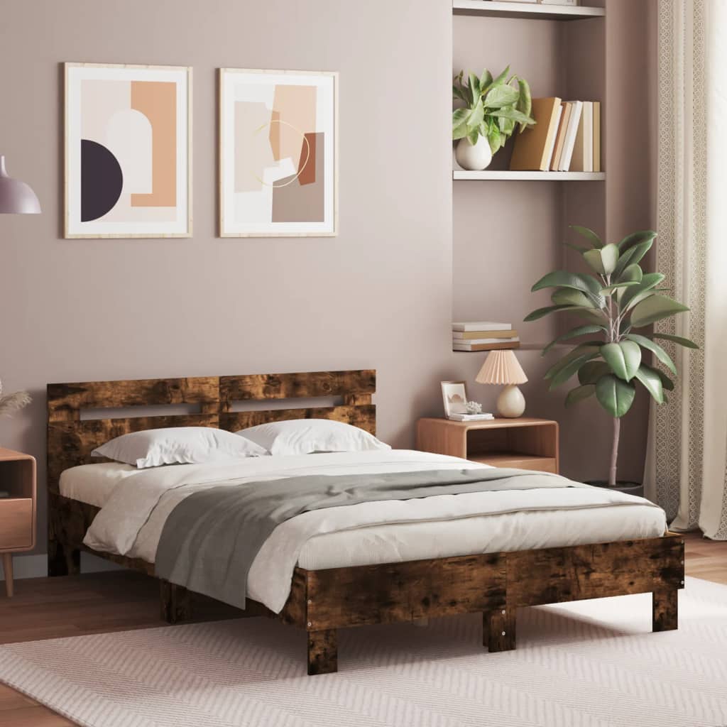 Giroletto Con Testiera Rovere Fumo 120x190 Cm Legno Multistrato