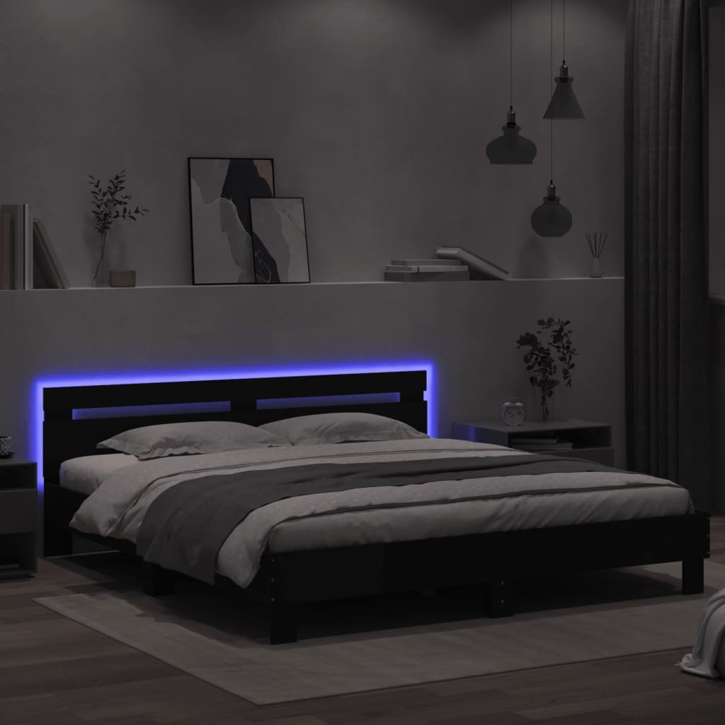 Giroletto Con Testiera E Led Nero 200x200 cm - Image 4