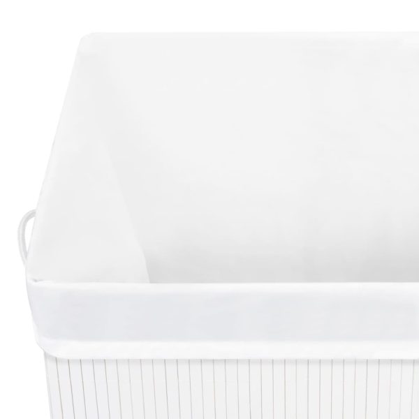 Cesto Portabiancheria In Bambù A Sezione Singola Bianco 83 L - Image 6