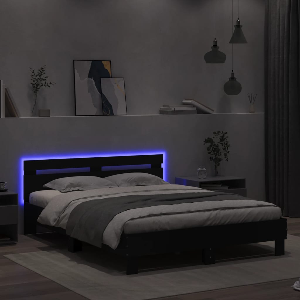 Giroletto Con Led Senza Materasso Nero 150x200 cm - Image 4