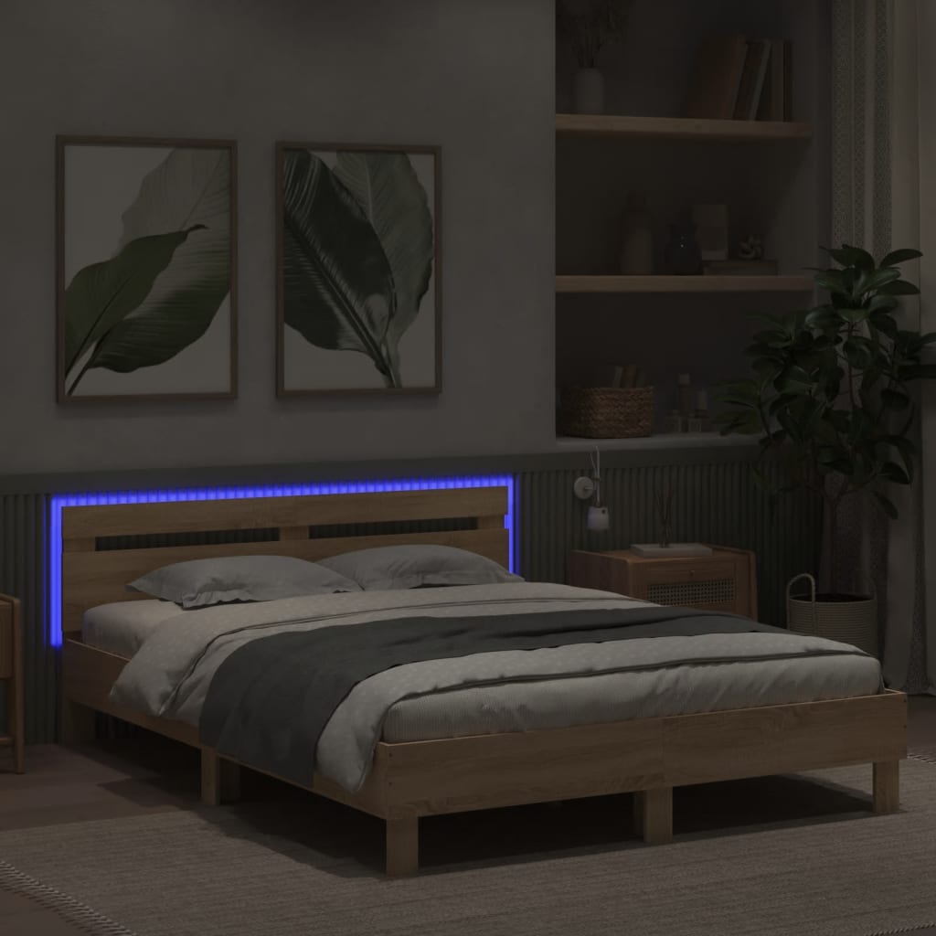 Giroletto Con Testiera E Led Rovere Sonoma 140x200 cm - Image 4
