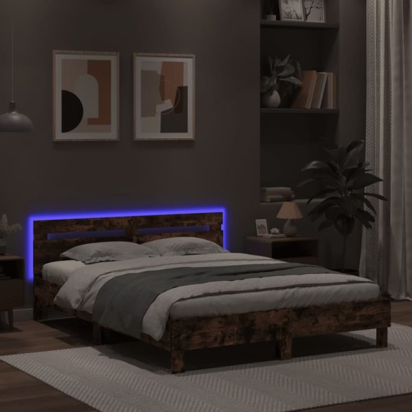 Giroletto Con Testiera E Led Rovere Marrone 140x190 cm - Image 4