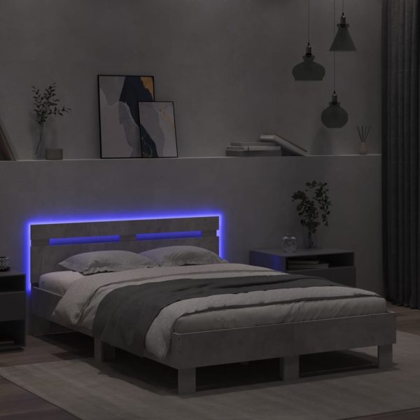 Giroletto Con Testiera E Led Grigio Cemento 135x190 cm - Image 4