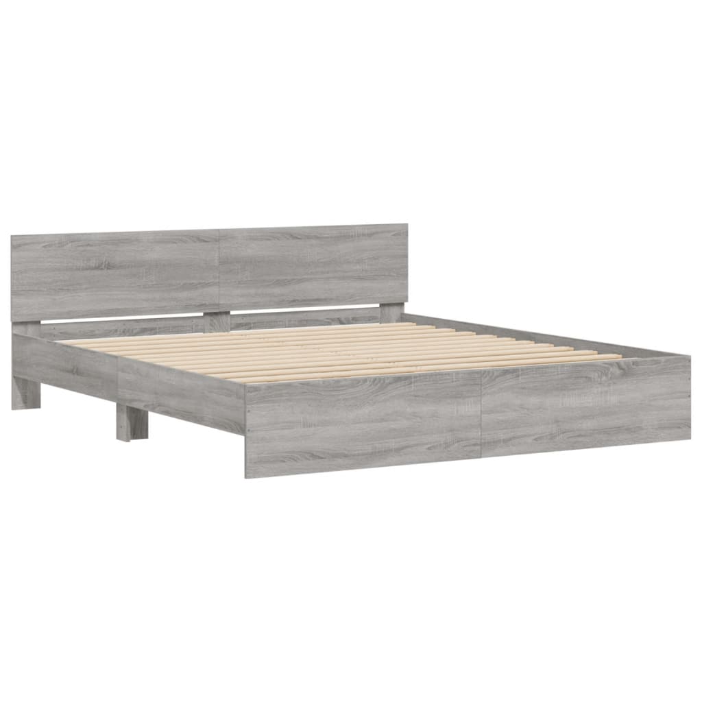 Giroletto Con Testiera E Led Grigio Sonoma 180x200 cm - Image 6