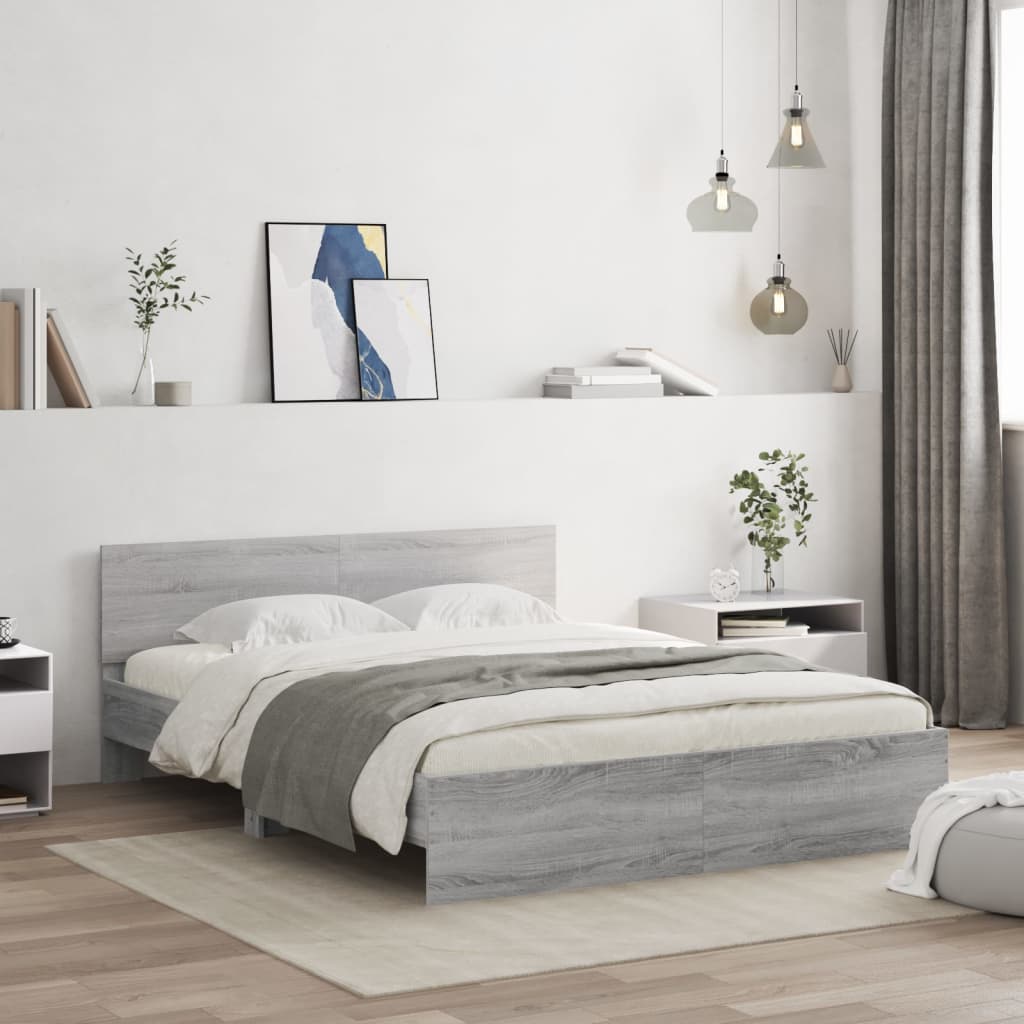Giroletto Con Testiera E Led Grigio Sonoma 160x200 cm