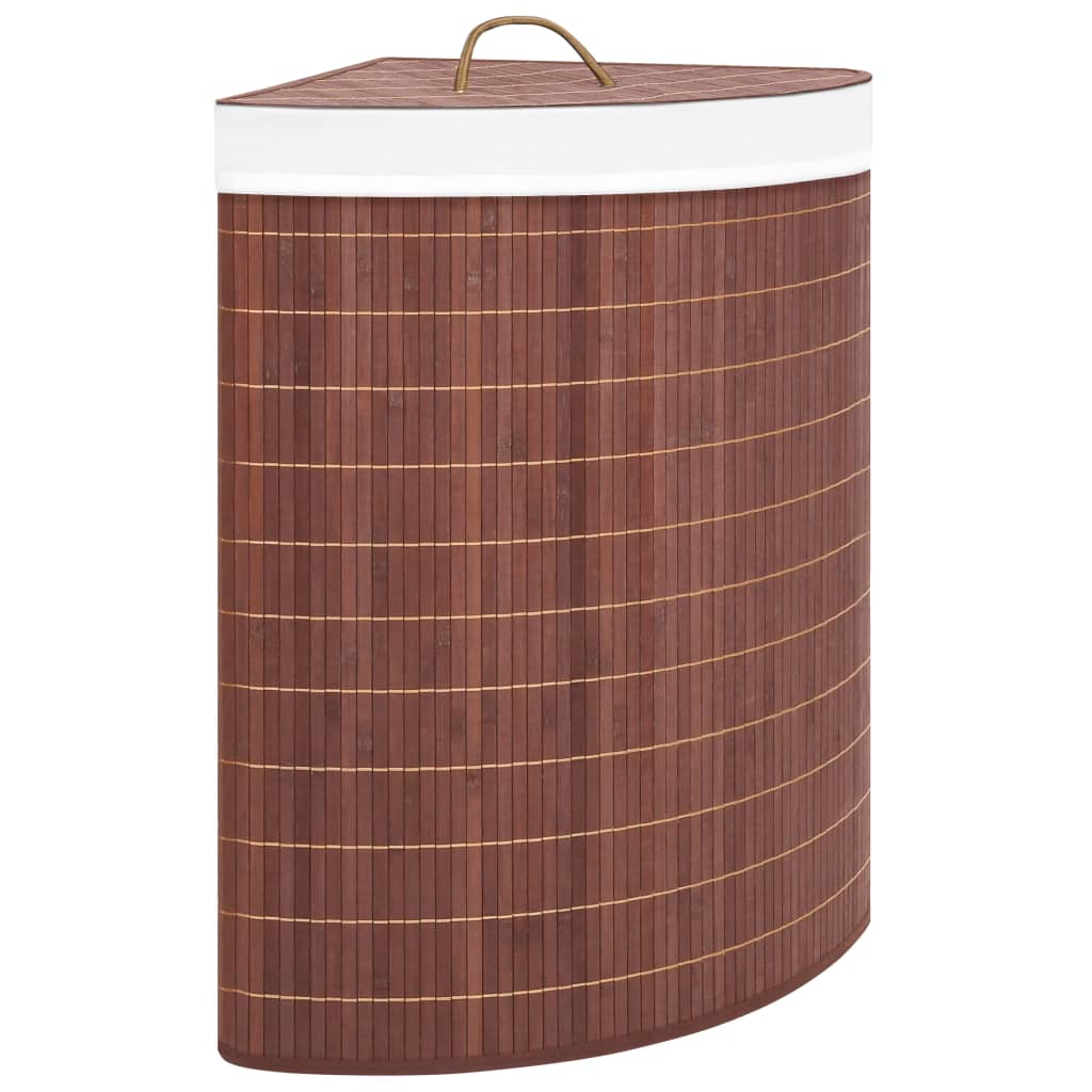 Cesto Portabiancheria Angolare In Bambù Marrone 60 L