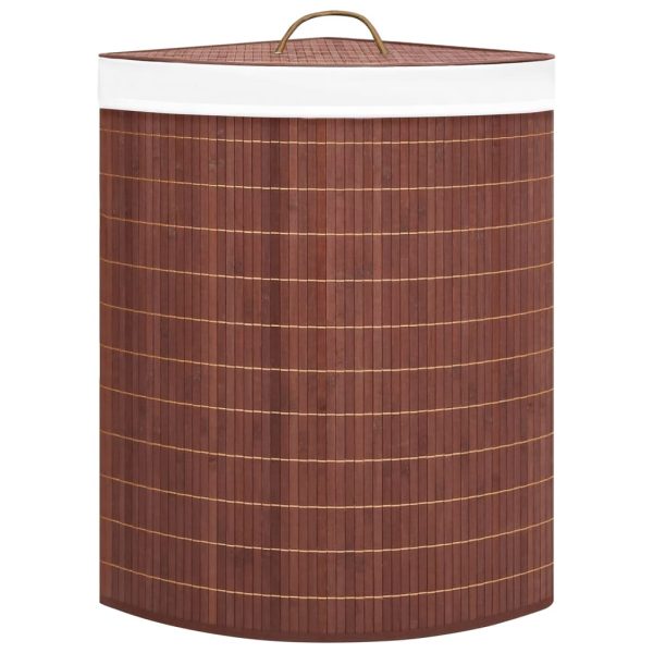 Cesto Portabiancheria Angolare In Bambù Marrone 60 L - Image 3
