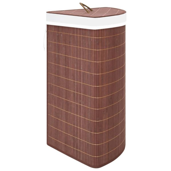 Cesto Portabiancheria Angolare In Bambù Marrone 60 L - Image 5