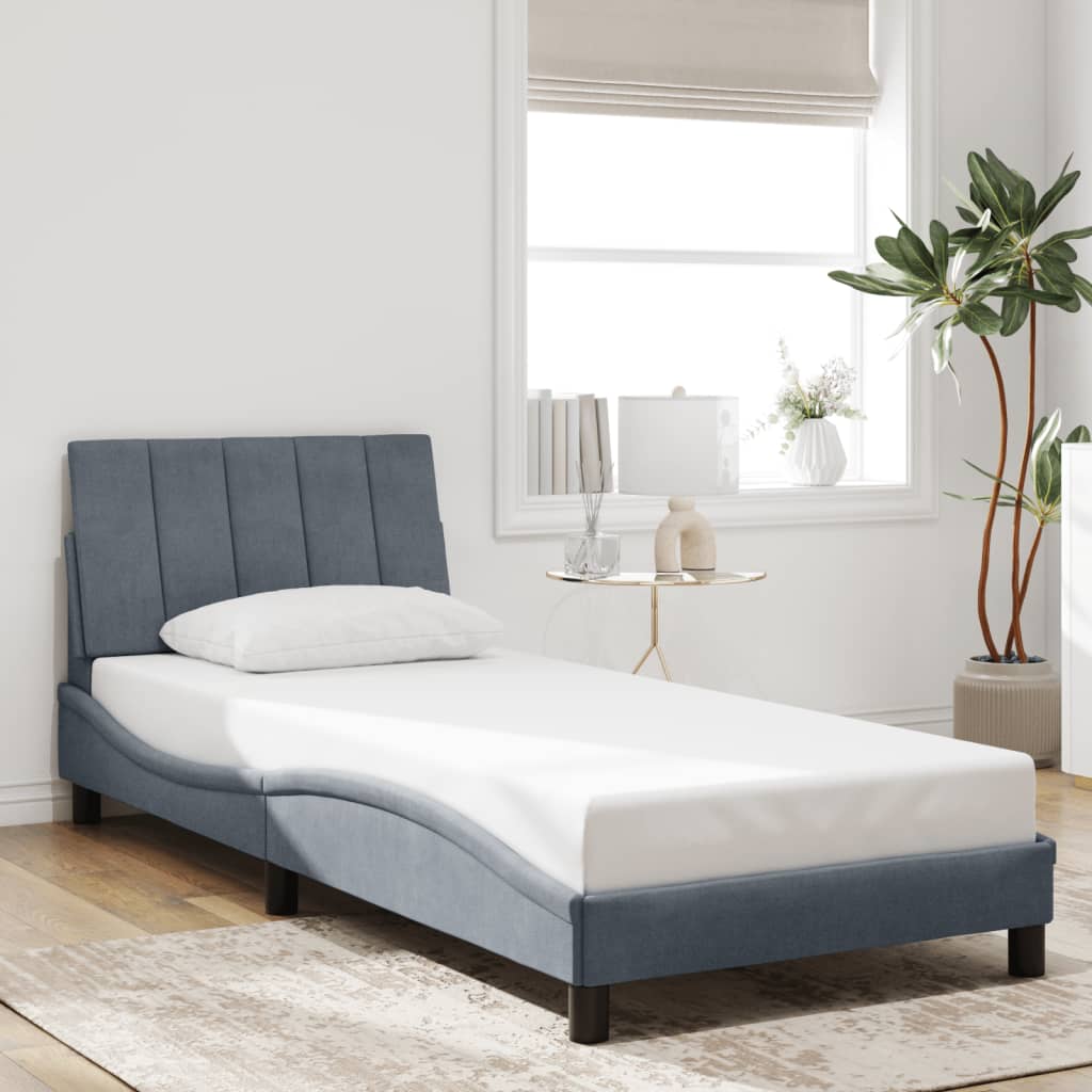 Giroletto Senza Materasso Grigio Scuro 90x200 Cm Velluto