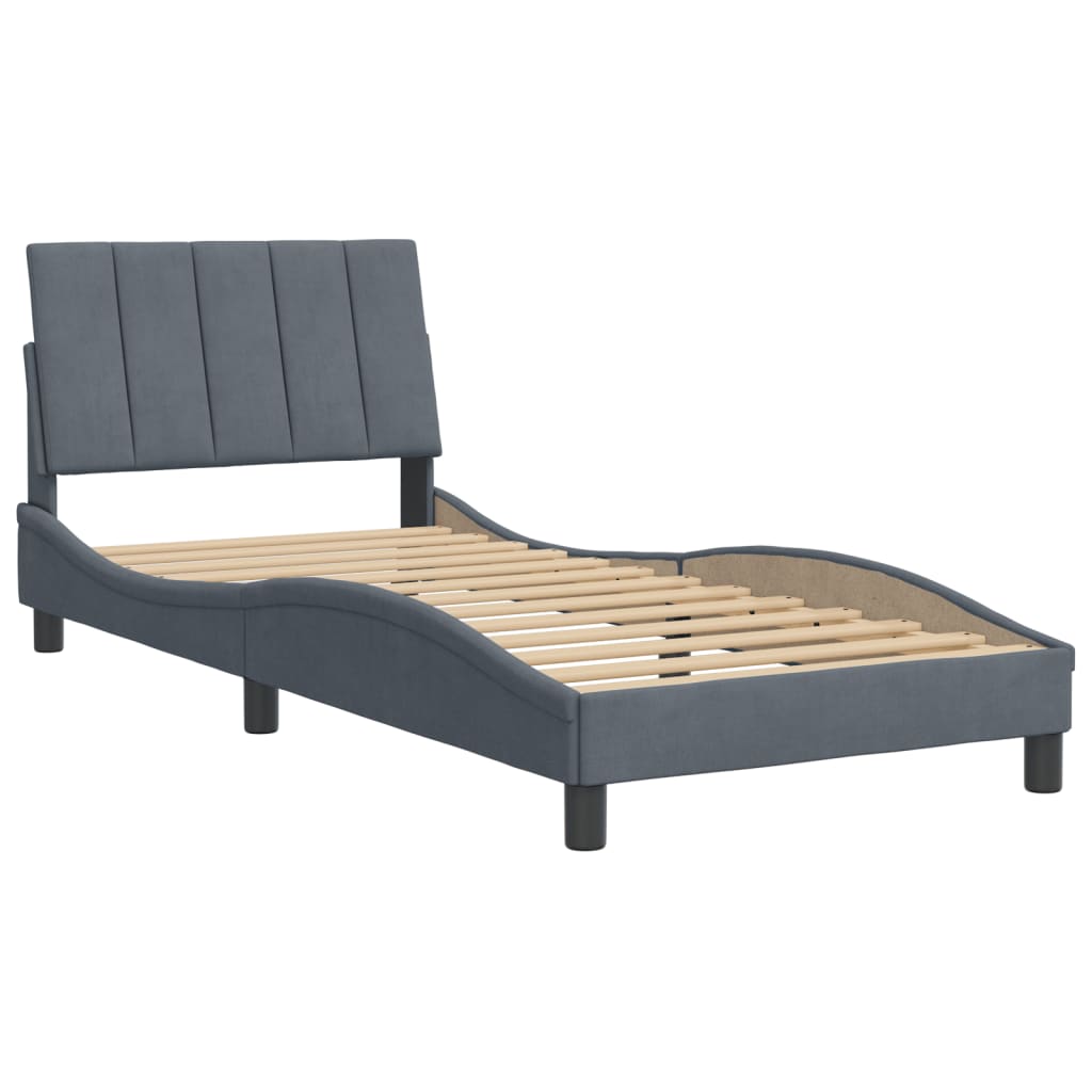 Giroletto Senza Materasso Grigio Scuro 90x200 Cm Velluto - Image 3