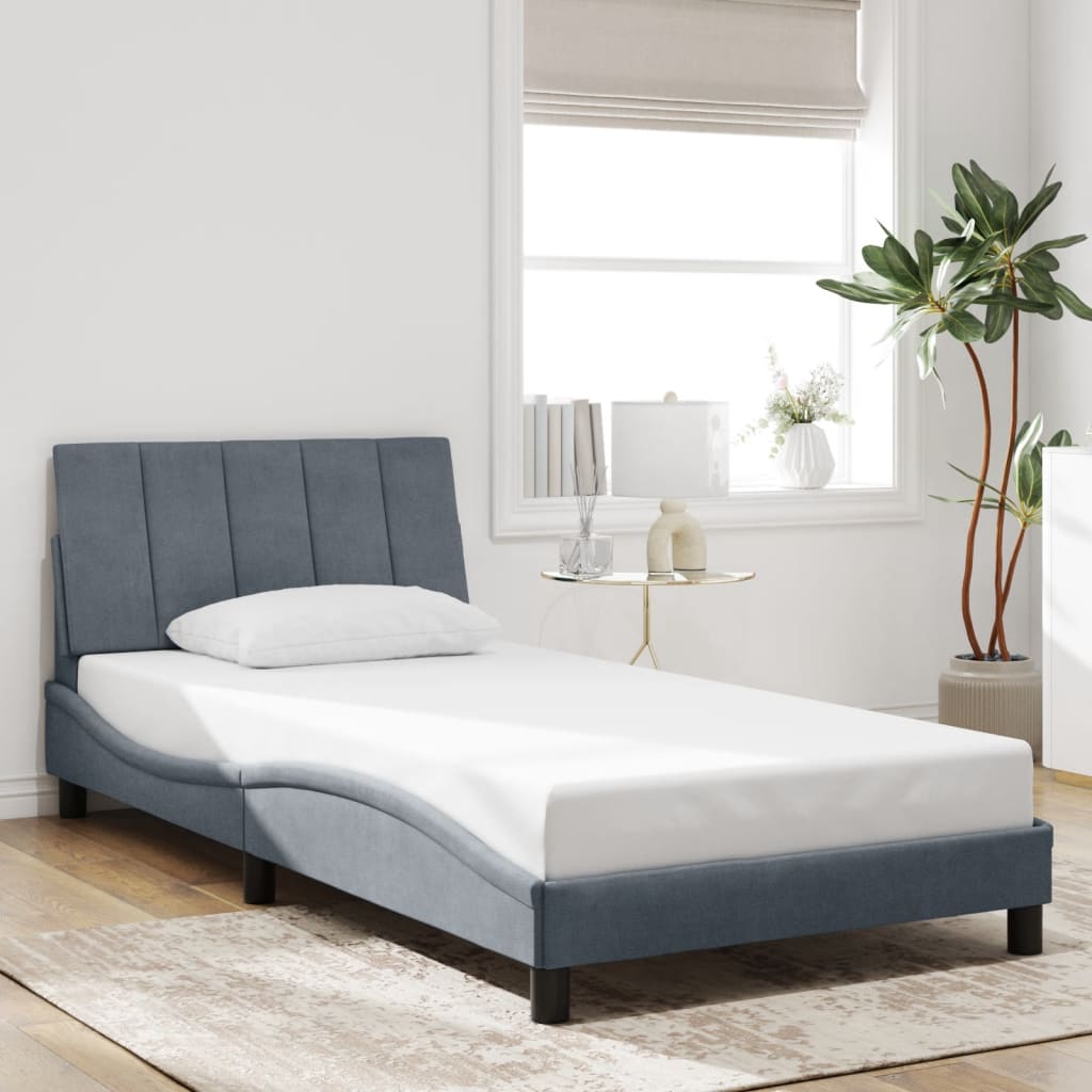 Giroletto Senza Materasso Grigio Scuro 100x200 Cm Velluto