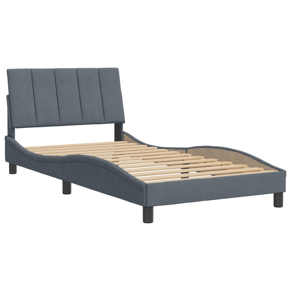 Giroletto Senza Materasso Grigio Scuro 100x200 Cm Velluto - Image 3