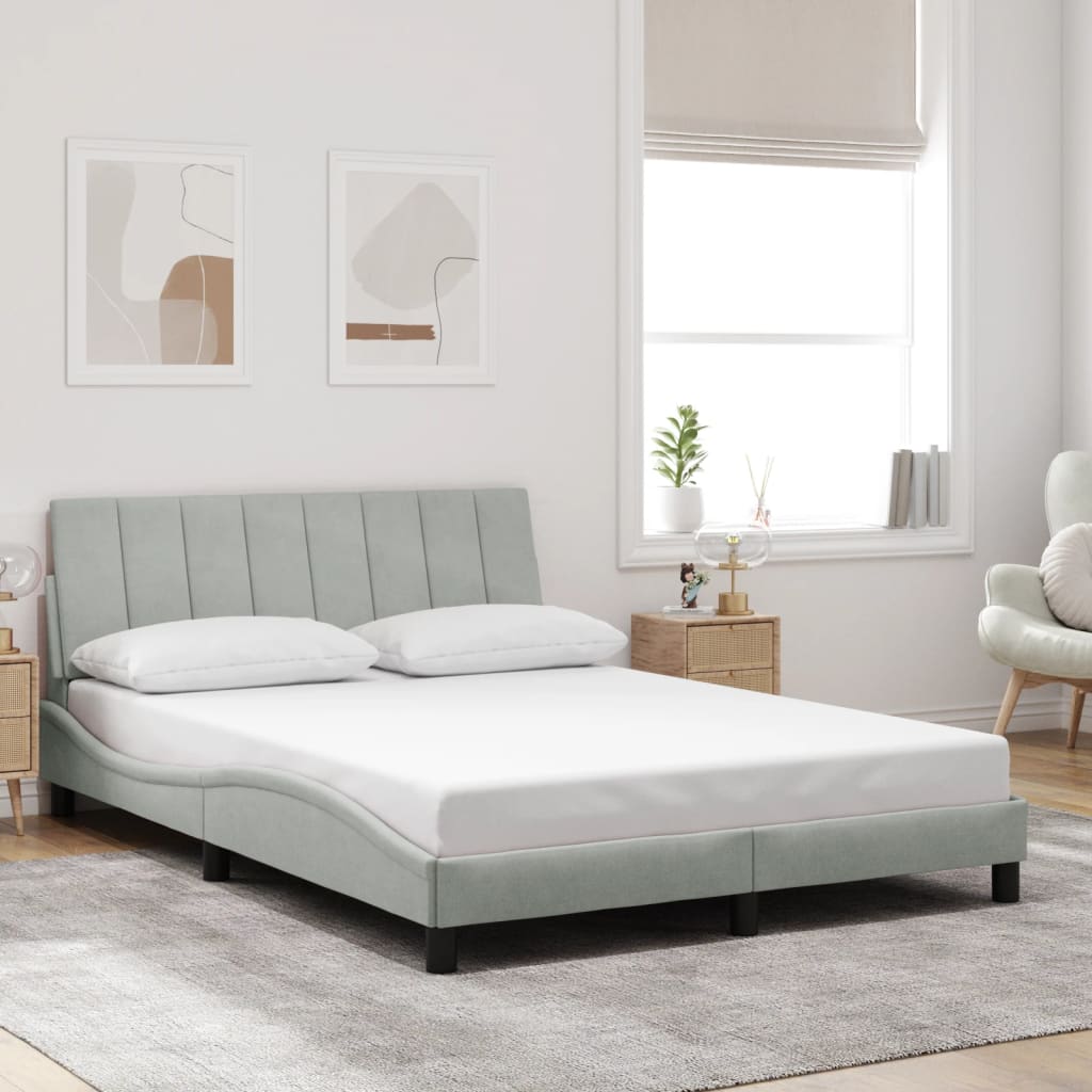Giroletto Senza Materasso Grigio Chiaro 140x200 Cm Velluto