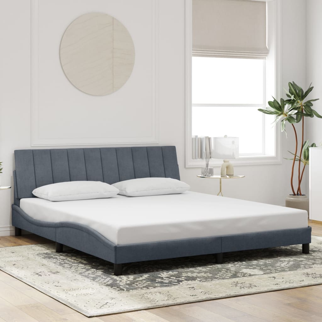 Giroletto Senza Materasso Grigio Scuro 180x200 Cm Velluto