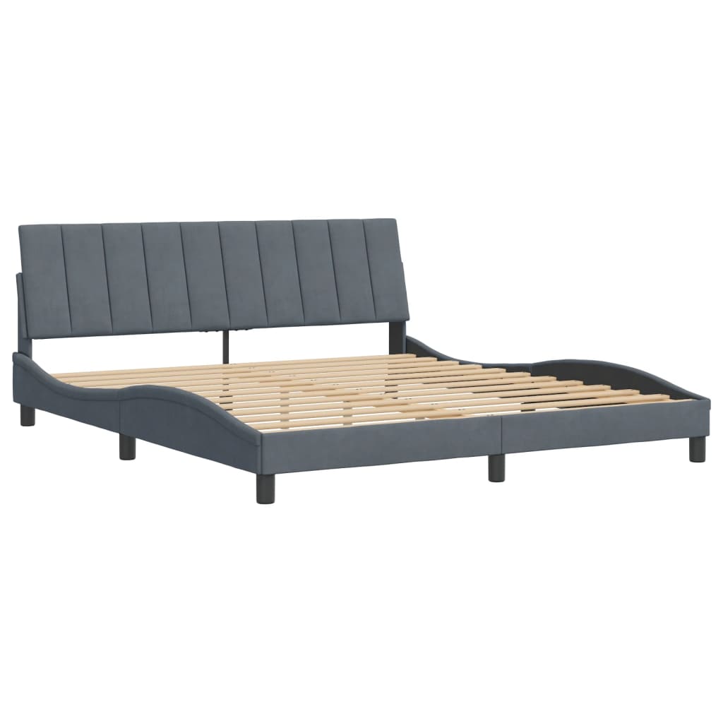 Giroletto Senza Materasso Grigio Scuro 180x200 Cm Velluto - Image 3