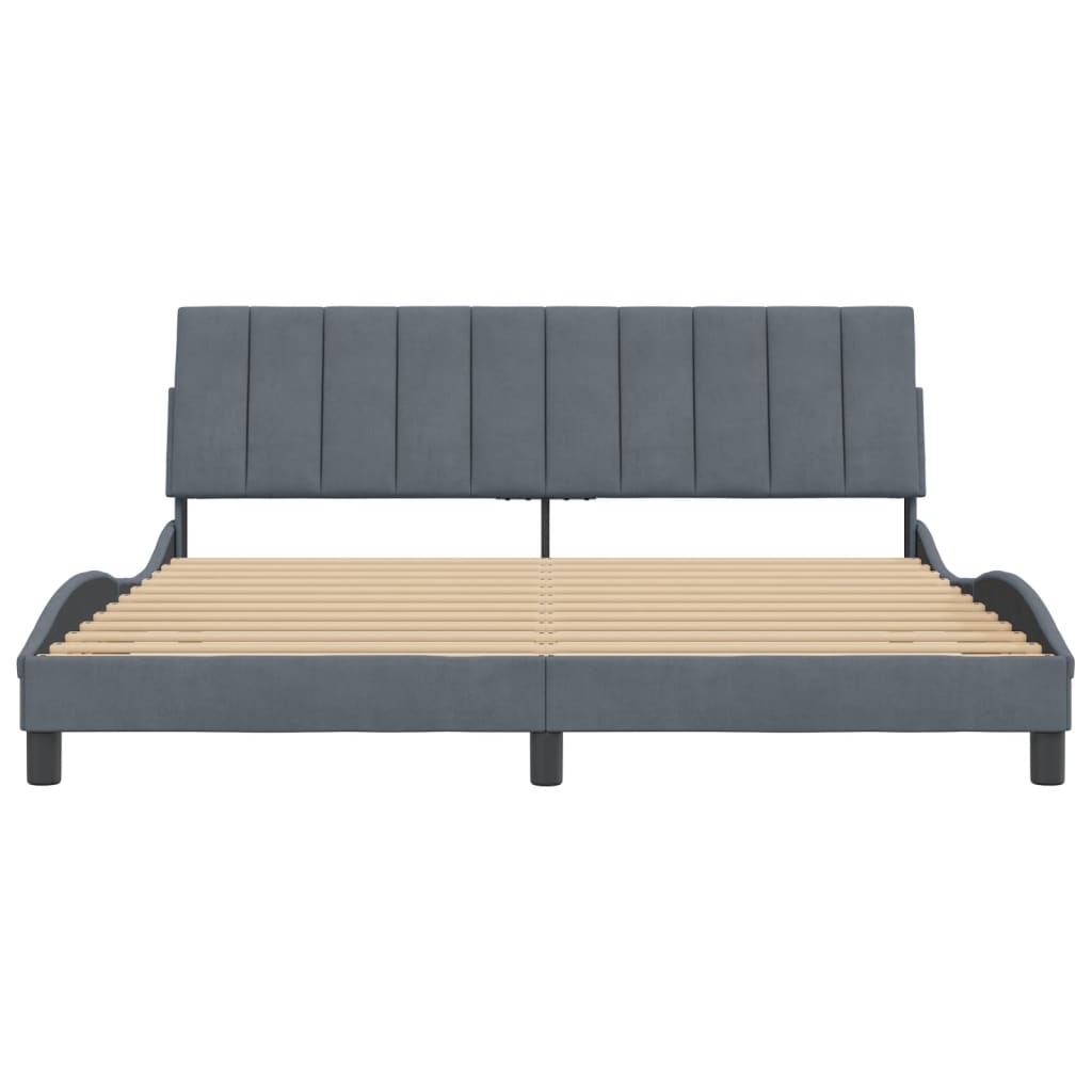 Giroletto Senza Materasso Grigio Scuro 180x200 Cm Velluto - Image 5