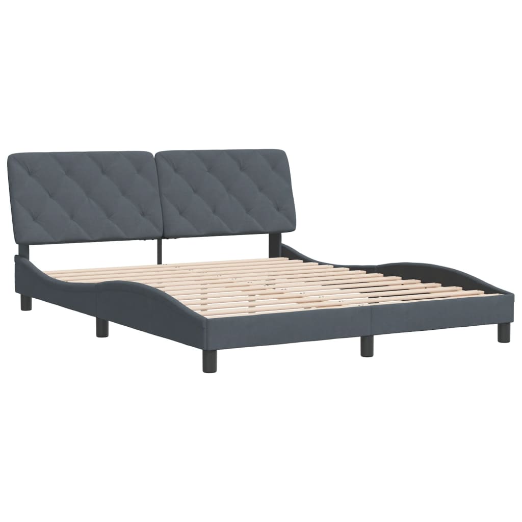 Giroletto Senza Materasso Grigio Scuro 160x200 Cm Velluto - Image 3