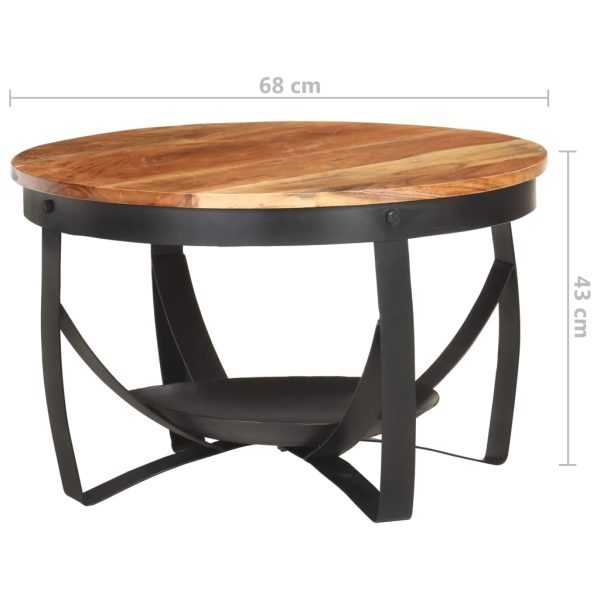 Tavolino Da Salotto Ø68x43 Cm In Legno Massello Di Acacia - Image 6